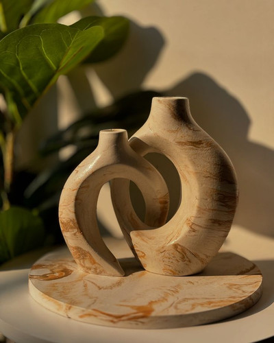 ست گلدان دکوری مدل دوقلو – با طرح سنگ دستساز