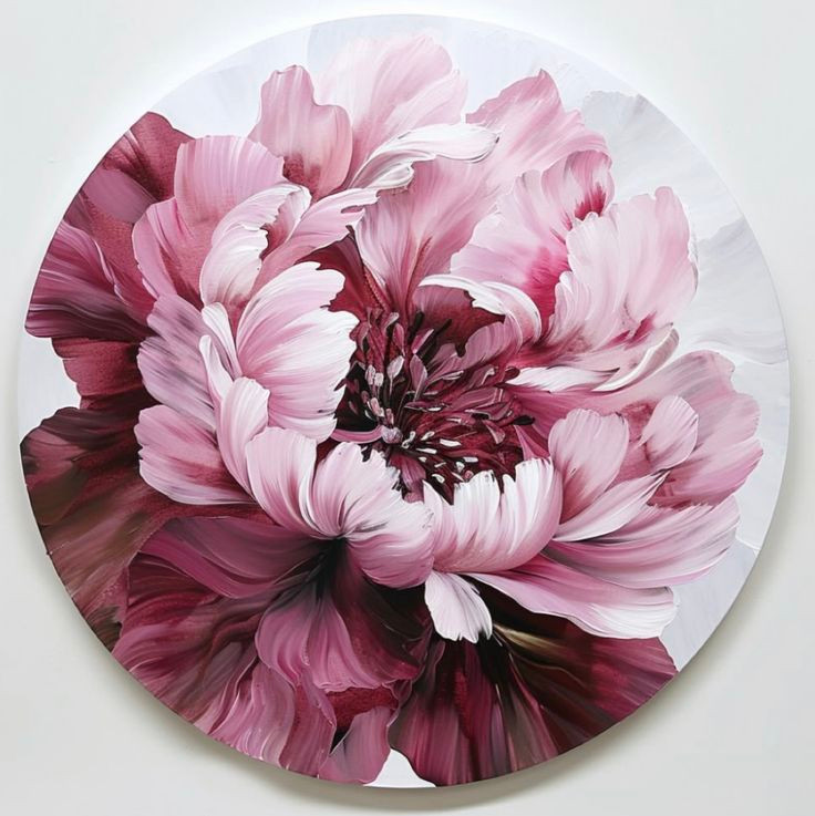 تابلو نقاشی دکوراتیو گل پیونی با رنگ روغن